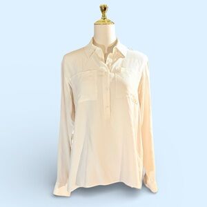 Frame Cream Blouse - Classic and Classy 100% Silk Button Down Shirt Size M